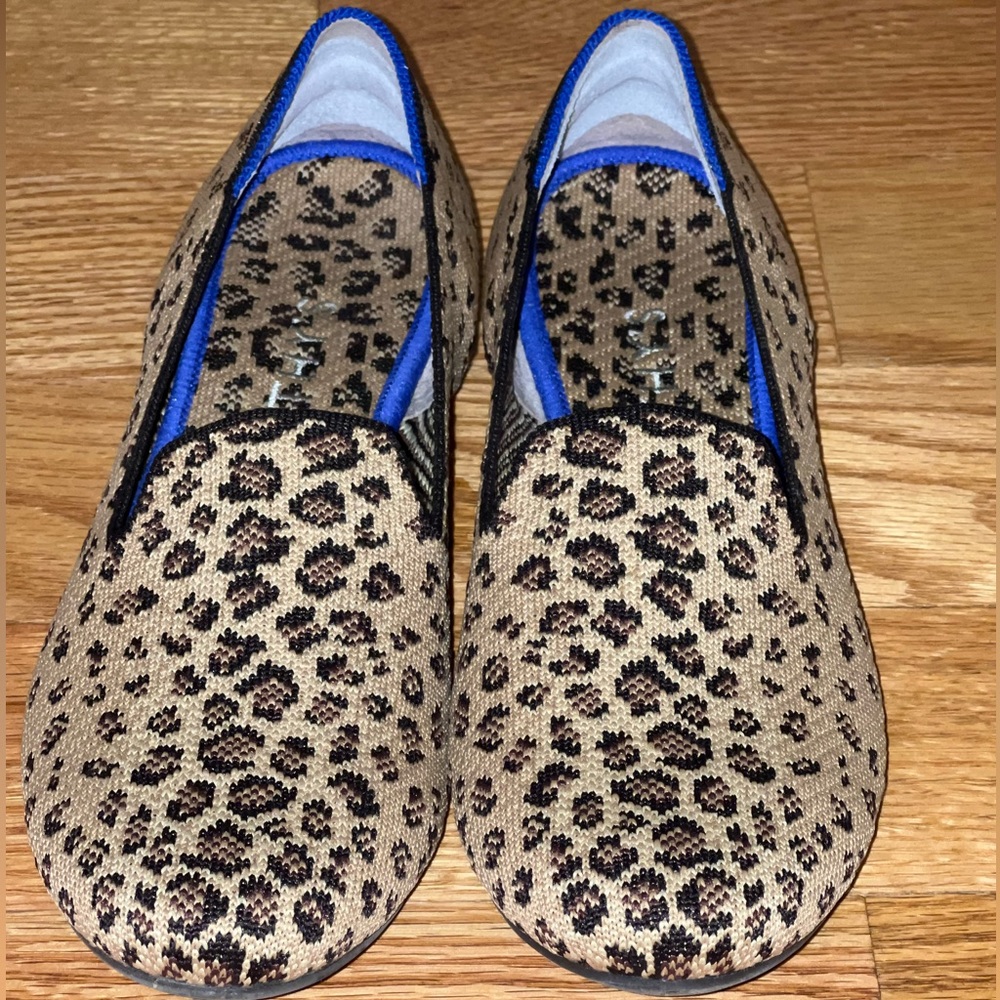 Rothy’s Leopard Print “The Loafer” 9.5 Womens Shoe EUC